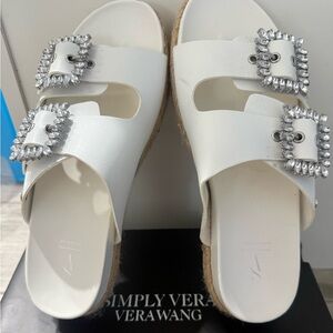 Simply Vera Vera Wang White Mules with Silver Accents